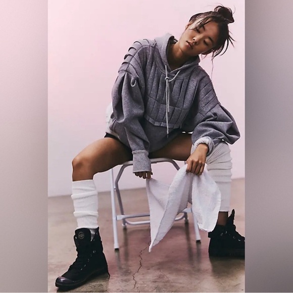 NWOT FP Movement by Free People Pick it Up Pleated Pullover Gray Hoodie - Picture 5 of 14